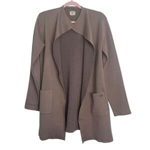 Athleisure Cardigan Medium Women Brown Open Front Costal Causal Soft Stretchy